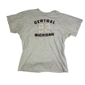 J America Vintage Central Michigan 92 Graphic T-Shirt Gray Thrashed Distressed L